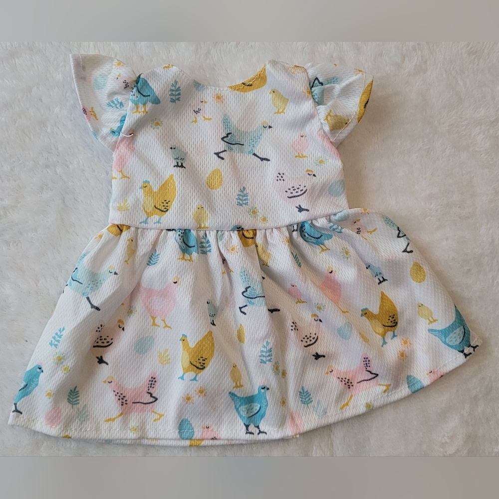 Farm Animal Doll Dress – Colorful Chickens & Birds Print Dress for 18" Dolls